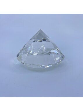 vintage rosenthal large faceted clear crystal diamond paperweight signed